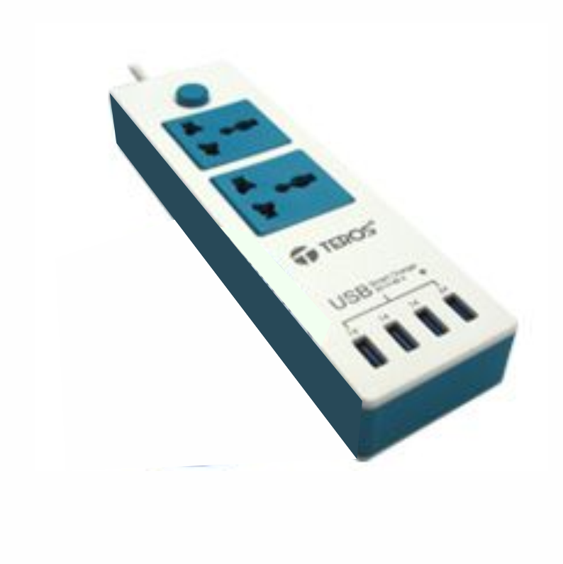 SUPRESOR DE PICOS TEROS TE-015 220V 2 SALIDAS UNIVERSALES 2 PUERTOS USB PARA CARGA