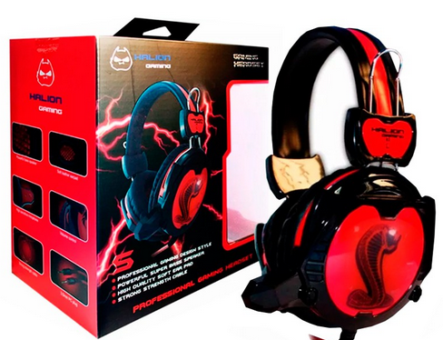 AURICULAR HEADSET GAMER HALION S4 COBRA NG/ROJO 