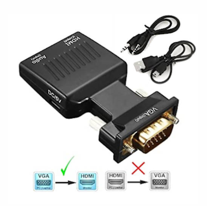 ADAPTADOR DE VGA A HDMI FULL HD 1080 / NEGRO O BLANCO