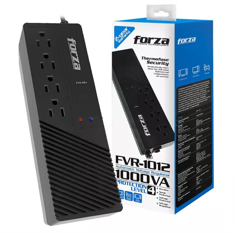 ESTABILIZADOR FORZA FVR-1012 VOLT REG 1000VA500W 220V U-UNIV NEMA 50-60HZ