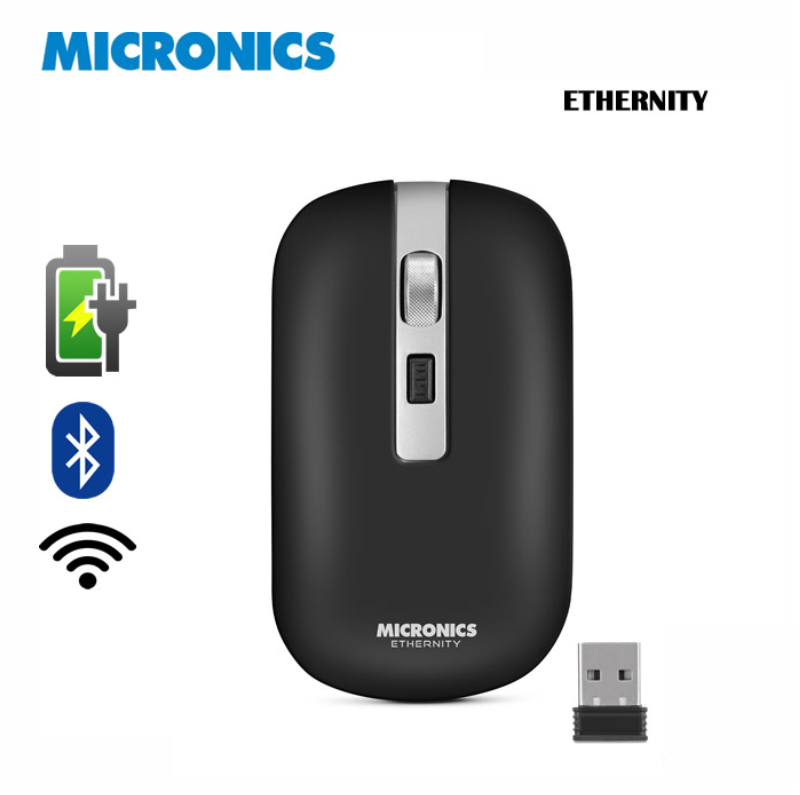 ETHERNITY BLACK MIC M729-3M MOUSE BT WIFI RECARGABLE MICRONICS