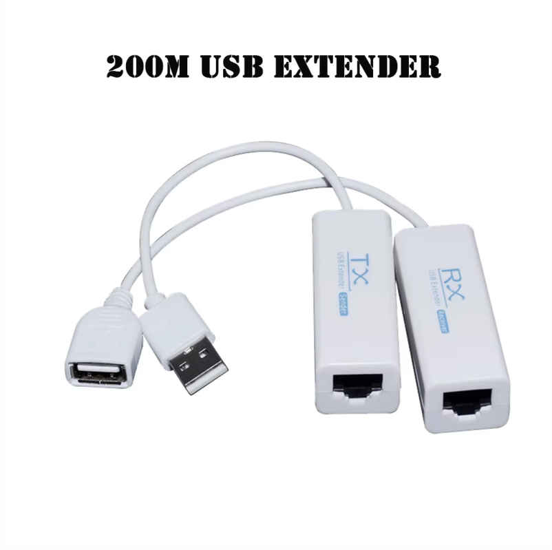 EXTENSOR USB DE 200M SOBRE CABLE ETHERNET RJ45, CONVERTIDOR USB 2,0, ADAPTADOR DE EXTENSIÓN TX RX, RECEPTOR EMISOR POR CAT5E O CAT6 CAT5E/6
