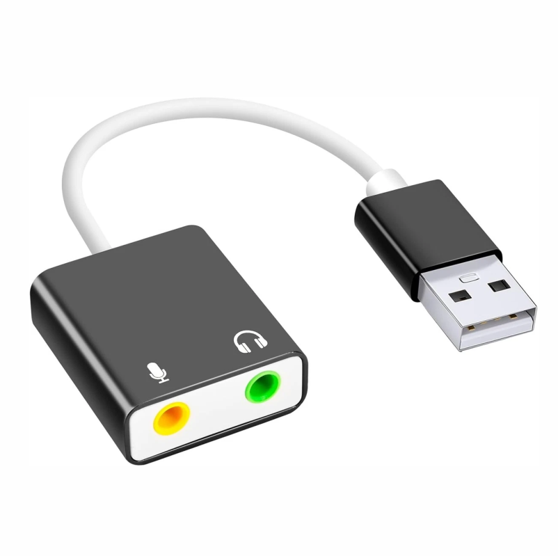 ADAPTADOR DE AUDIO USB QAJOPFN, TARJETA DE SONIDO EXTERNA PARA PC Y PORTÁTIL, USB A 3.5M