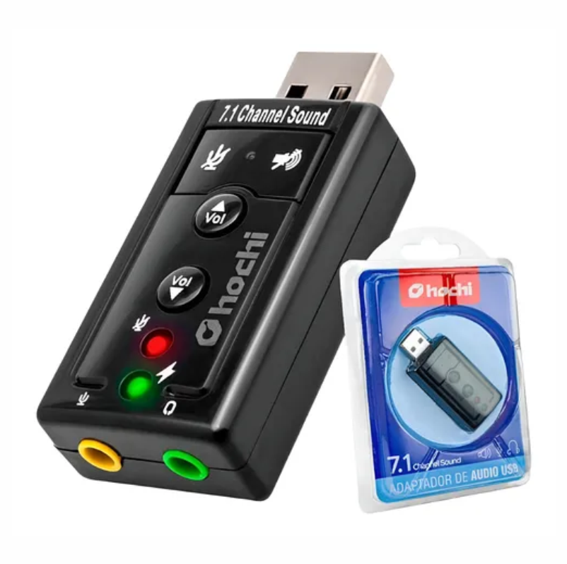 ADAPTADOR AUDIO HOCHI 3.5MM TRS A USB TARJETA DE SONIDO 7.1